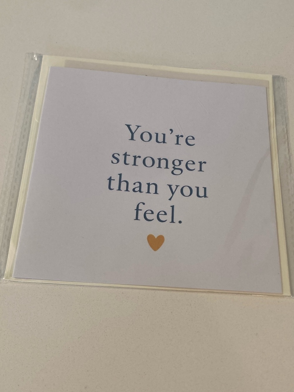 Encouragement Card - White with Blue Text and Gold Heart